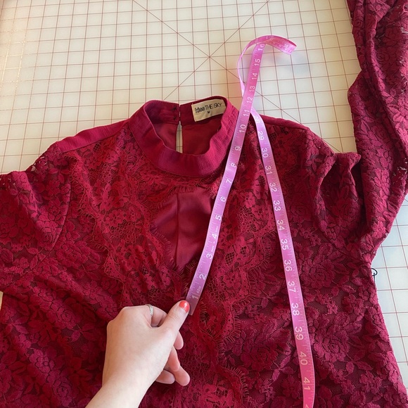 Urban Outfitters Kids the Sky Medium NWT red lace belle sleeve boho flowy dress - Picture 5 of 16
